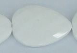 CAA15 15.5 inches 30*40mm faceted flat teardrop white agate beads