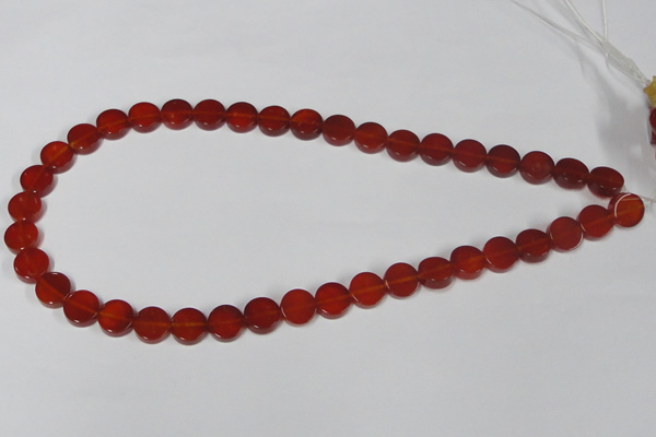 CAA155 15.5 inches 10mm coin red agate gemstone beads