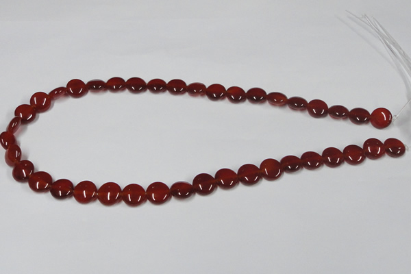 CAA156 15.5 inches 10mm flat round red agate gemstone beads