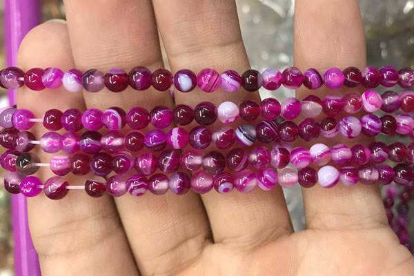 CAA1560 15.5 inches 4mm round banded agate beads wholesale
