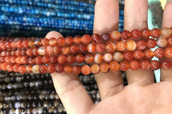 CAA1566 15.5 inches 4mm round banded agate beads wholesale