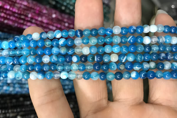CAA1572 15.5 inches 4mm round banded agate beads wholesale
