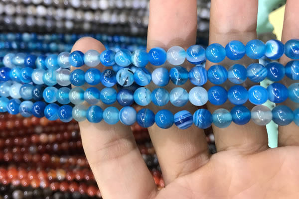 CAA1573 15.5 inches 6mm round banded agate beads wholesale