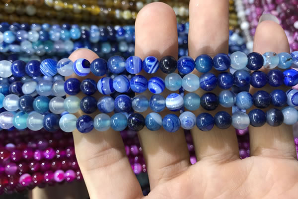 CAA1578 15.5 inches 4mm round banded agate beads wholesale