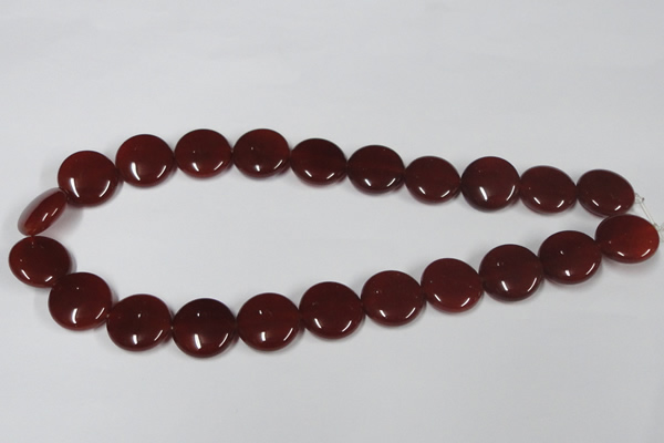CAA158 15.5 inches 18mm flat round red agate gemstone beads