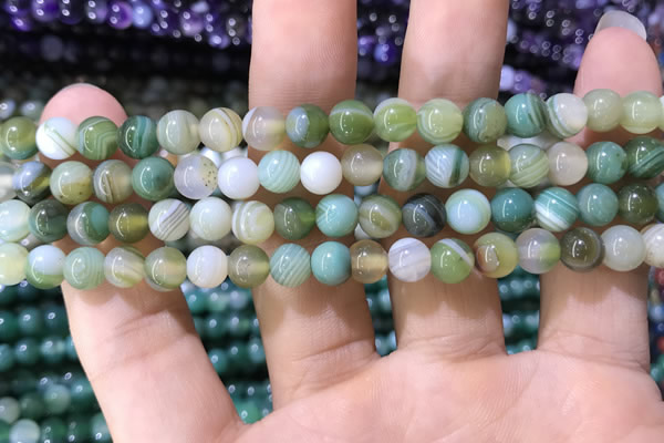 CAA1585 15.5 inches 6mm round banded agate beads wholesale