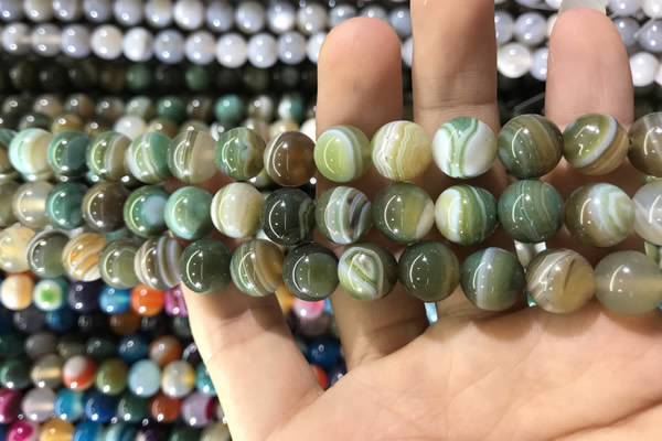 CAA1587 15.5 inches 10mm round banded agate beads wholesale