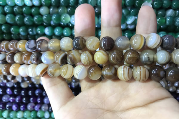 CAA1615 15.5 inches 6mm round banded agate beads wholesale