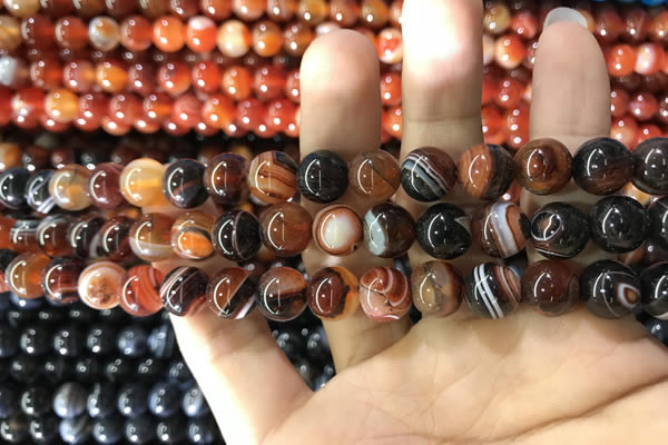 CAA1621 15.5 inches 6mm round banded agate beads wholesale