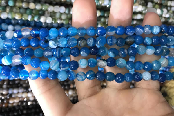 CAA1665 15.5 inches 6mm faceted round banded agate beads