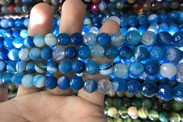 CAA1666 15.5 inches 8mm faceted round banded agate beads
