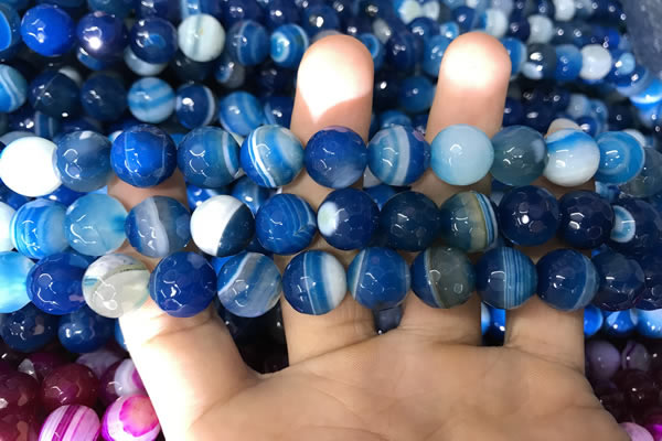CAA1668 15.5 inches 12mm faceted round banded agate beads