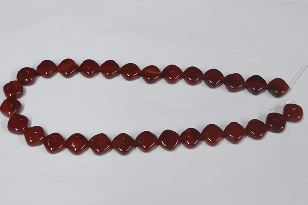 CAA168 15.5 inches 13*13mm diamond red agate gemstone beads