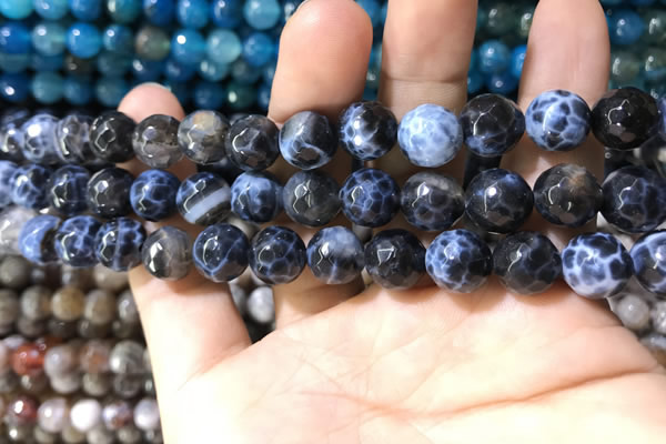 CAA1728 15 inches 10mm faceted round fire crackle agate beads