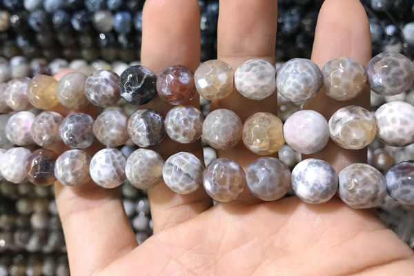 CAA1729 15 inches 10mm faceted round fire crackle agate beads