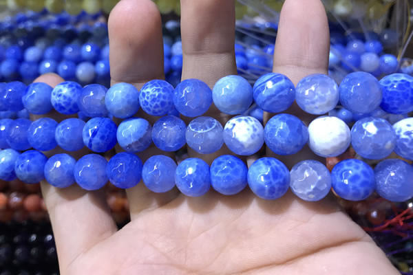 CAA1739 15 inches 10mm faceted round fire crackle agate beads