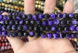 CAA1763 15 inches 8mm faceted round fire crackle agate beads