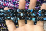 CAA1764 15 inches 8mm faceted round fire crackle agate beads
