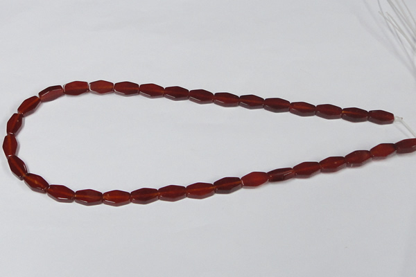 CAA177 15.5 inches 7*12mm hexagon red agate gemstone beads