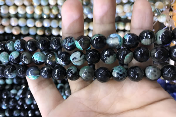 CAA1780 15 inches 10mm faceted round fire crackle agate beads