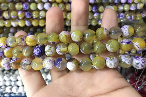 CAA1781 15 inches 10mm faceted round fire crackle agate beads