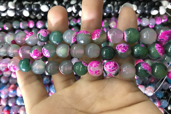 CAA1784 15 inches 10mm faceted round fire crackle agate beads