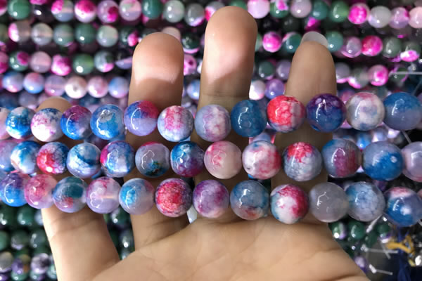 CAA1789 15 inches 10mm faceted round fire crackle agate beads