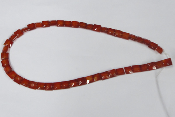 CAA179 15.5 inches 8*8mm faceted square red agate gemstone beads