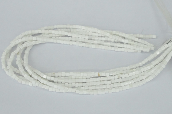 CAA18 15.5 inches 4*4mm cube white agate gemstone beads wholesale