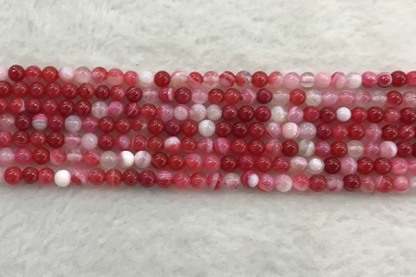CAA1890 15.5 inches 4mm round banded agate gemstone beads