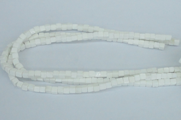CAA19 15.5 inches 6*6mm cube white agate gemstone beads wholesale