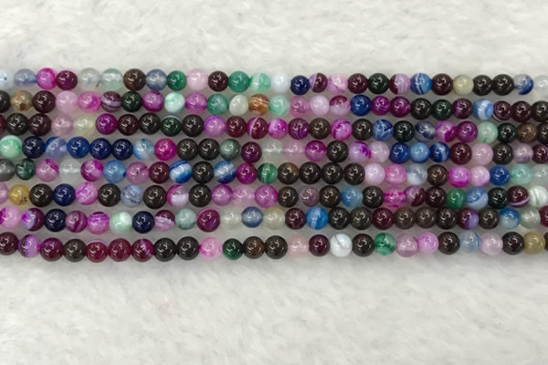 CAA2030 15.5 inches 4mm round banded agate gemstone beads