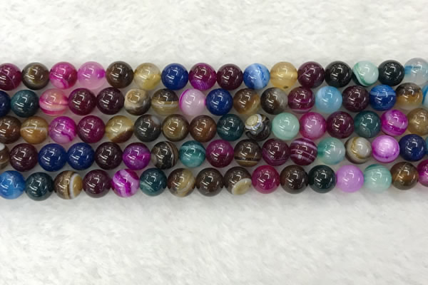 CAA2032 15.5 inches 8mm round banded agate gemstone beads