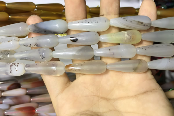 CAA2061 15.5 inches 10*30mm teardrop agate beads wholesale