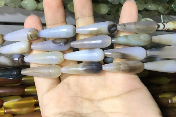 CAA2062 15.5 inches 10*30mm teardrop agate beads wholesale
