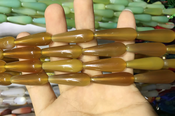 CAA2066 15.5 inches 10*30mm teardrop agate beads wholesale