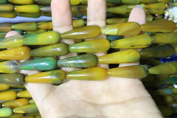 CAA2070 15.5 inches 10*30mm teardrop agate beads wholesale