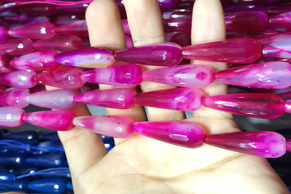 CAA2097 15.5 inches 10*30mm faceted teardrop agate beads
