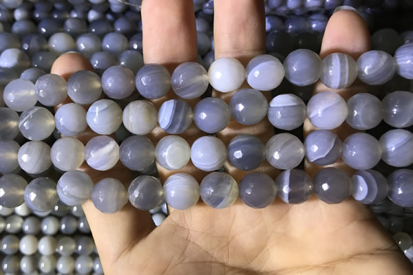 CAA2194 15.5 inches 12mm faceted round banded agate beads