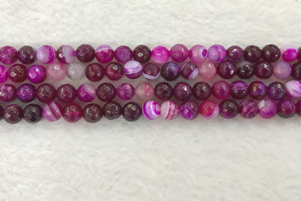 CAA2220 15.5 inches 8mm faceted round banded agate beads