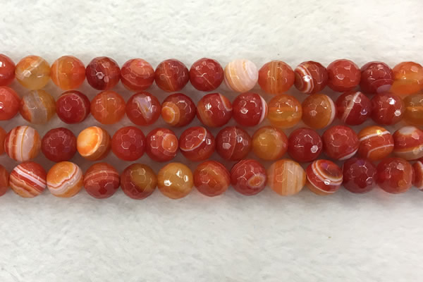 CAA2229 15.5 inches 12mm faceted round banded agate beads