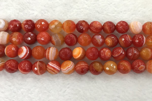 CAA2230 15.5 inches 14mm faceted round banded agate beads