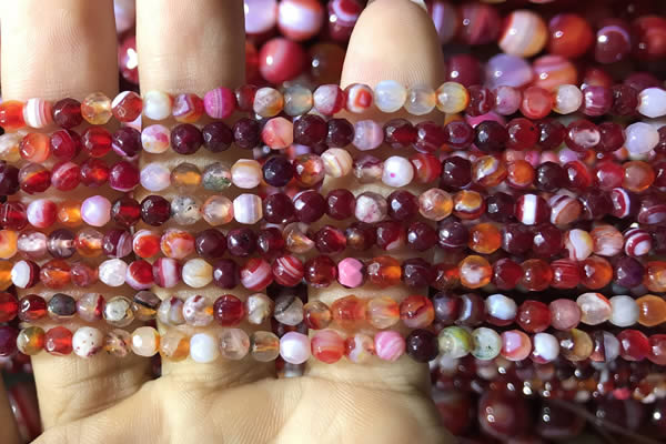 CAA2232 15.5 inches 4mm faceted round banded agate beads