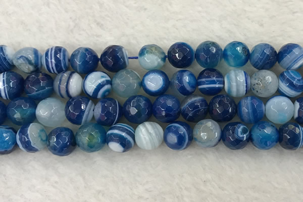 CAA2261 15.5 inches 14mm faceted round banded agate beads