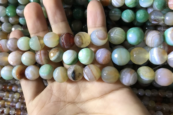 CAA2267 15.5 inches 12mm faceted round banded agate beads