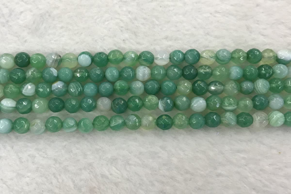CAA2278 15.5 inches 6mm faceted round banded agate beads