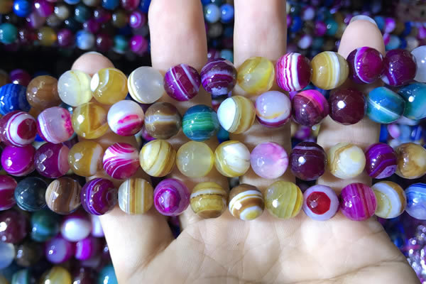 CAA2296 15.5 inches 12mm faceted round banded agate beads