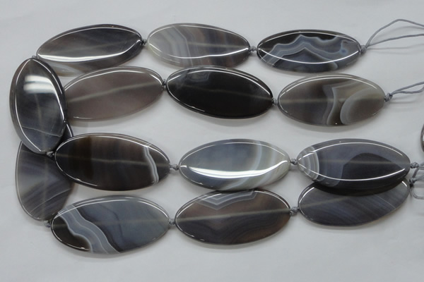 CAA235 15.5 inches 30*60mm oval grey line agate gemstone beads