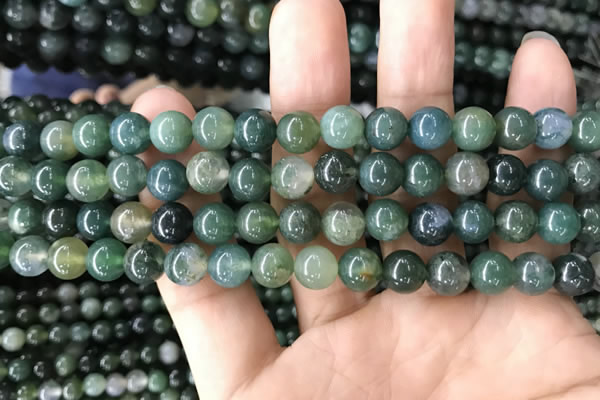 CAA2358 15.5 inches 8mm round moss agate beads wholesale