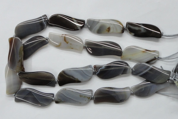 CAA236 15.5 inches 18*46mm marquise grey line agate beads